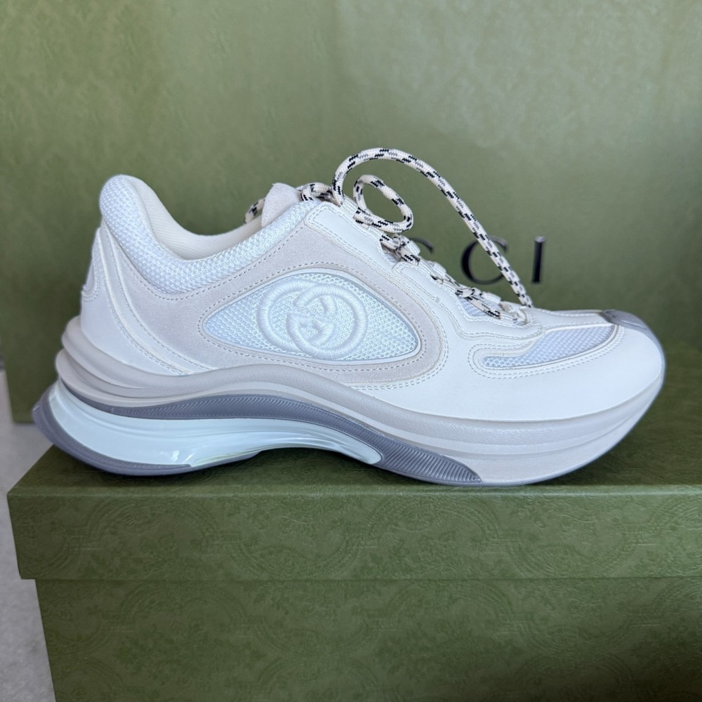 Gucci GG Run Sneaker Leather Women's White Shoes 746939 AAB62 9144, sz 40.5 - Picture 5 of 9
